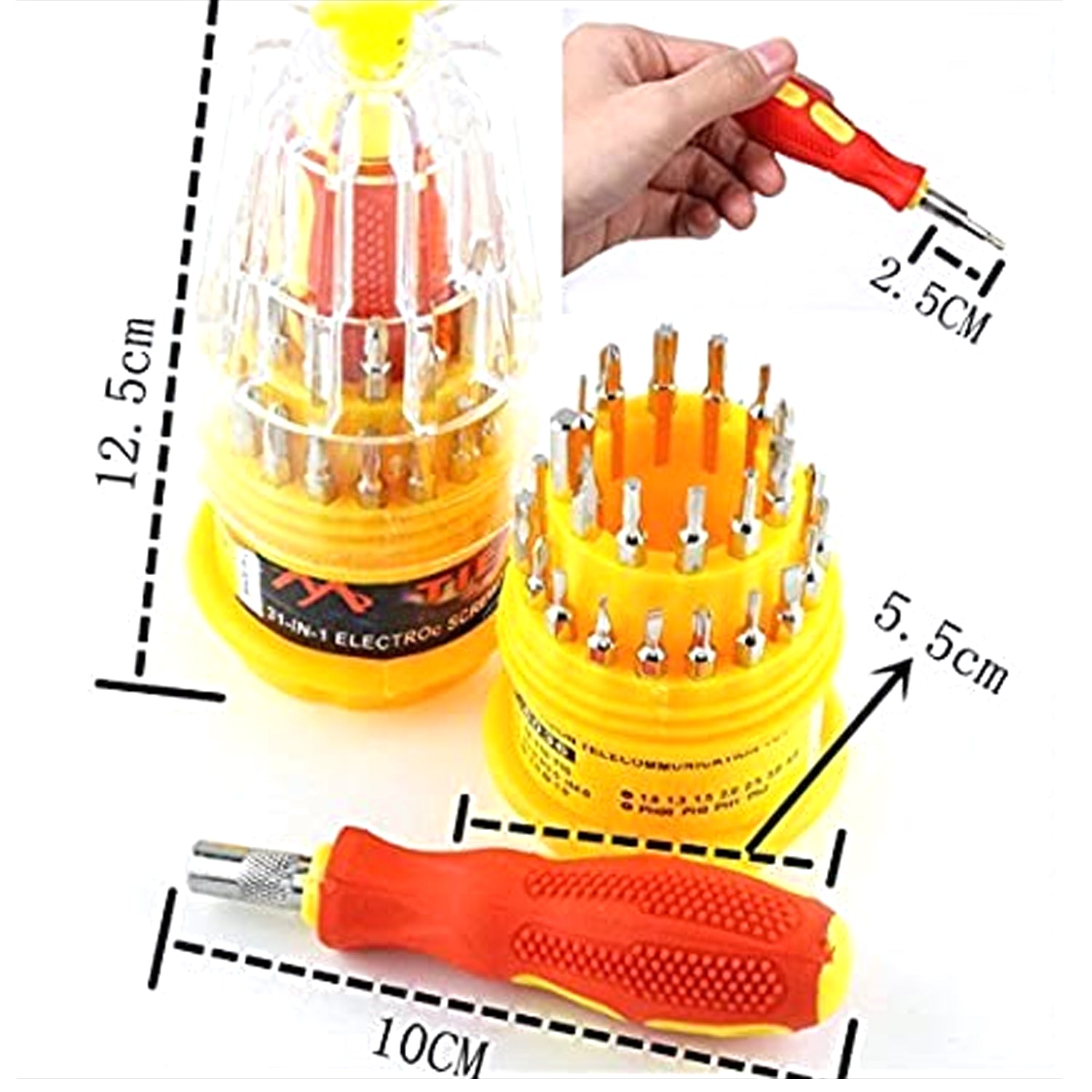 Multi-tool screwdriver kit with magnetic tips. Multi-tool screwdriver kit with magnetic tips.